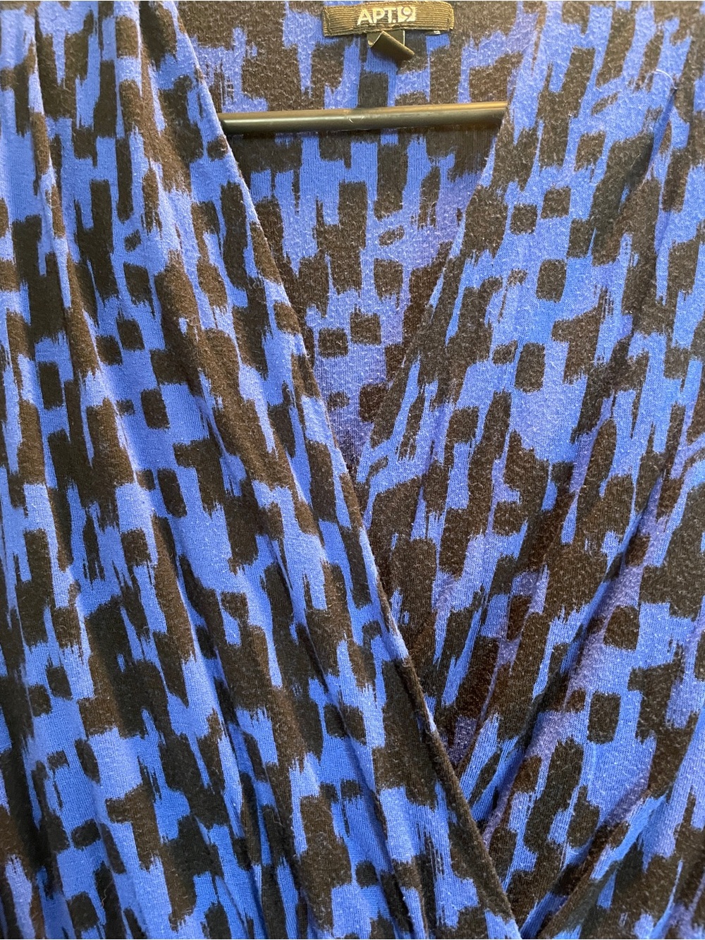 APT. 9 Blue Patterned Maxi Dress asymmetrical bottom  size M - Picture 5 of 7